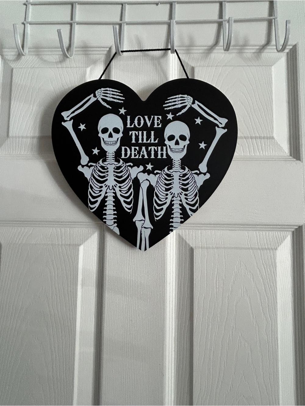 Source Unknown Black & White Heart Skeleton Wall Hanging